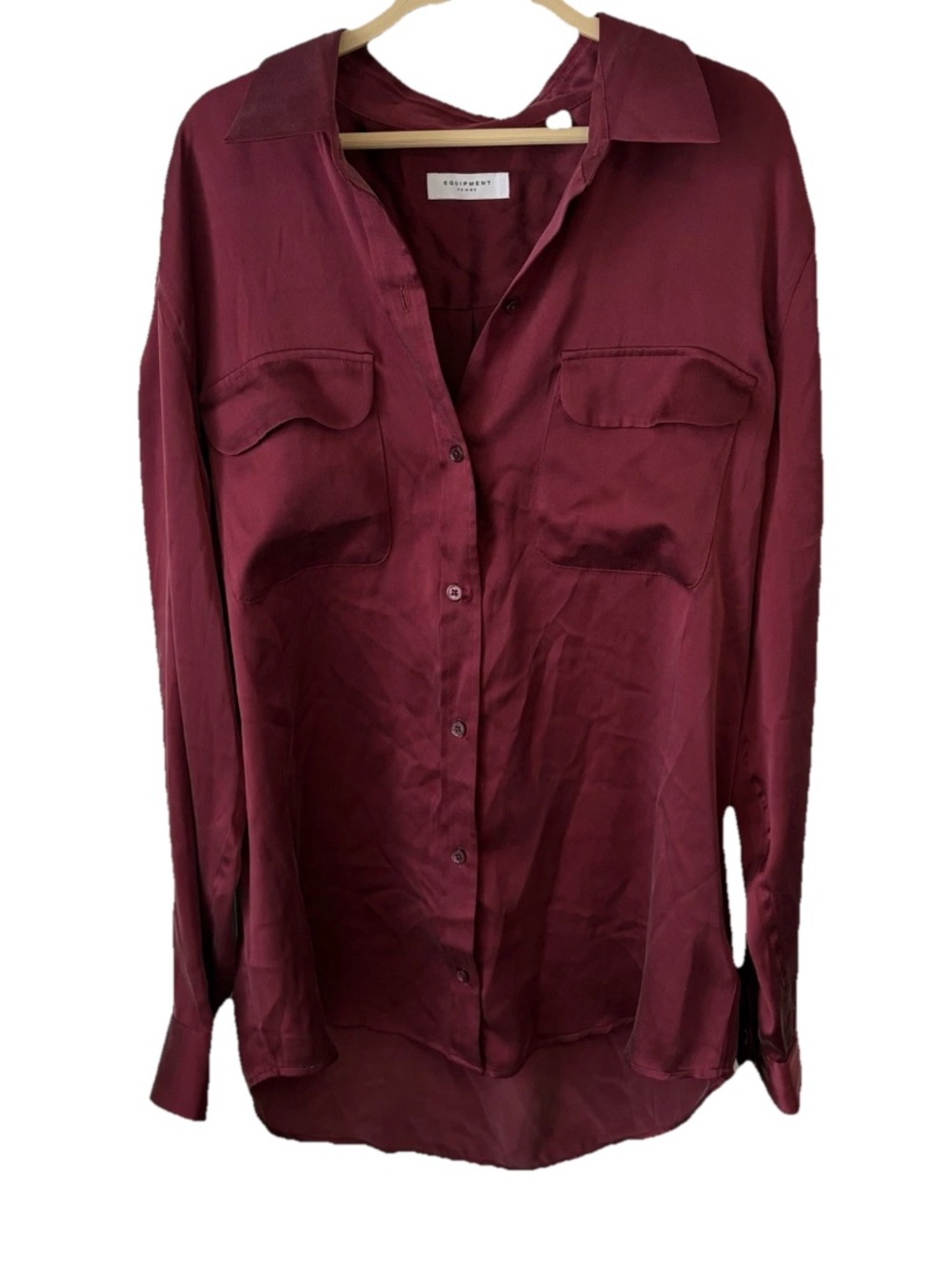 Equipment Femme Signature Silk Blouse Button down burgundy red size large